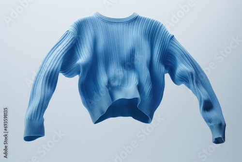 Stylish light blue sweater isolated on white. Women`s clothes