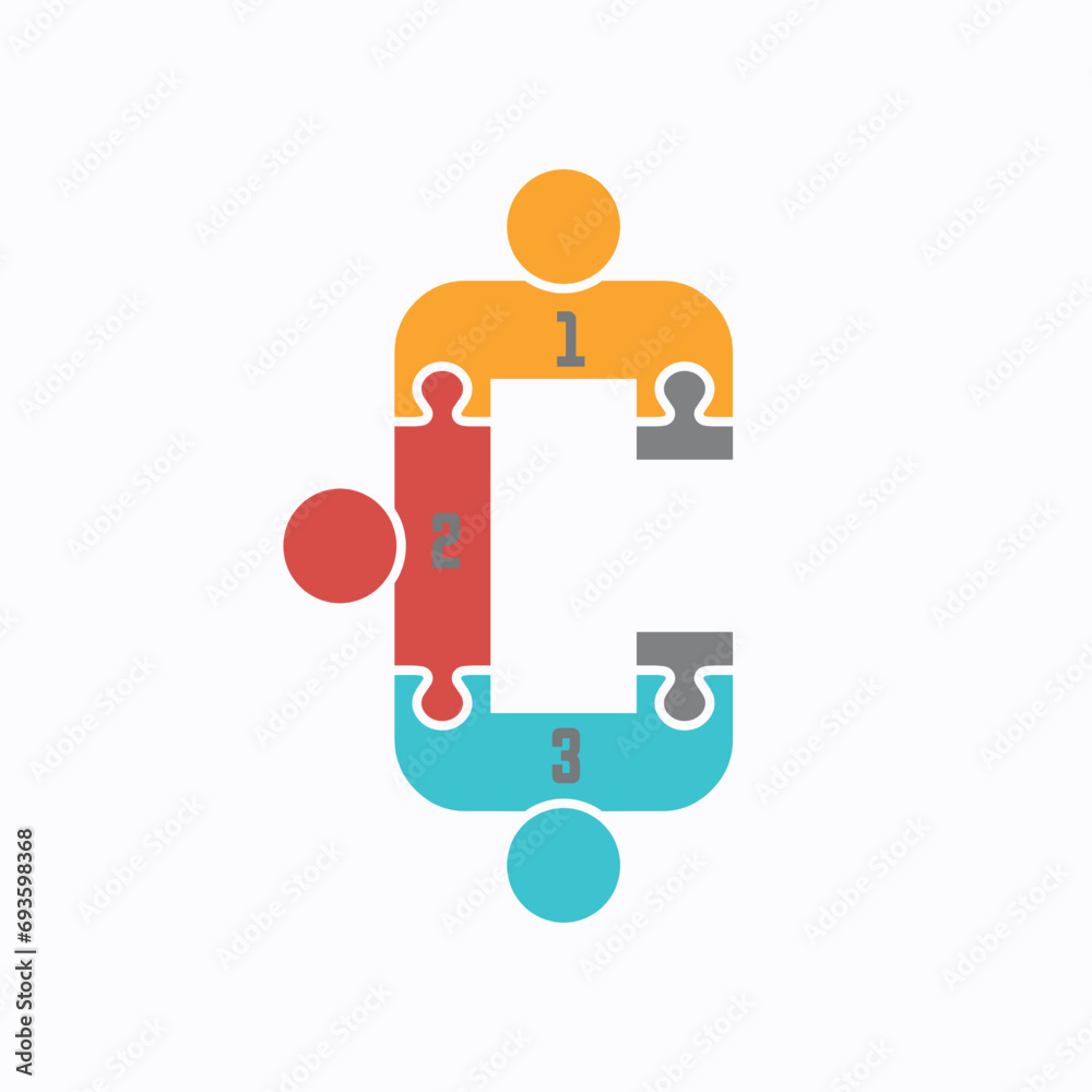Collaborative Achievement Icon Logo - Stylized Figures on Interlocking Puzzle Pieces Forming a Letter C Symbolizing Teamwork and Goal Completion Collaborative Achievement Icon Logo - Stylized Figures on Interlocking Puzzle Pieces Forming a Letter C Symbolizing Teamwork and Goal Completion