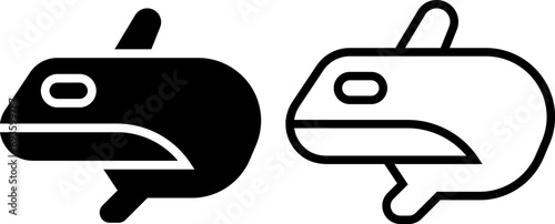 orca icon, sign, or symbol in glyph and line style isolated on transparent background. Vector illustration