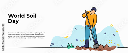 World Soil Day illustration. Modern flat in continuous line style.