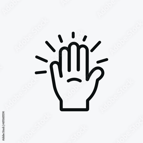 black and white rising hand , vector, line art, minimalist, simple design, illustration 