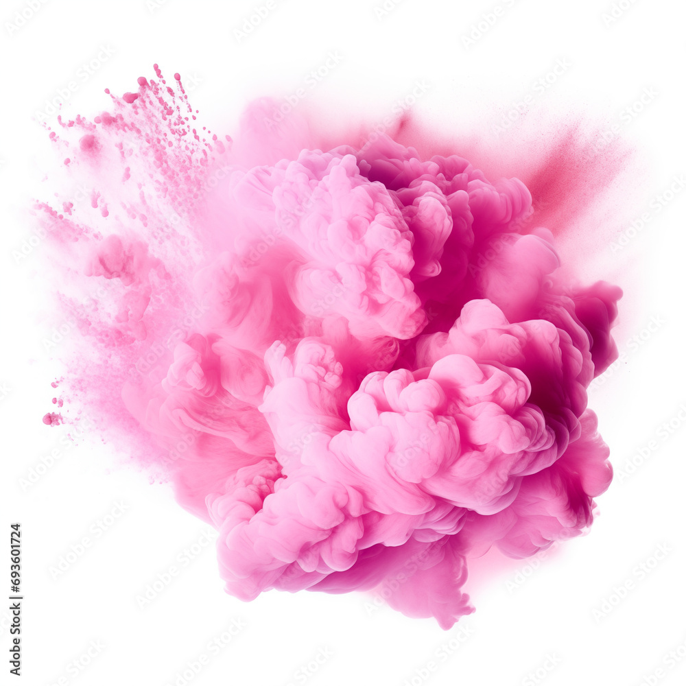 Cloud of abstract pink explosion isolated on white background. Watercolor splash of party fog cloud for Valentine’s Day romance and love. 3d special effects abstract graphic resource by Vita
