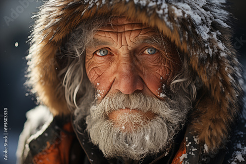 portrait of an elderly man from a cold northern region