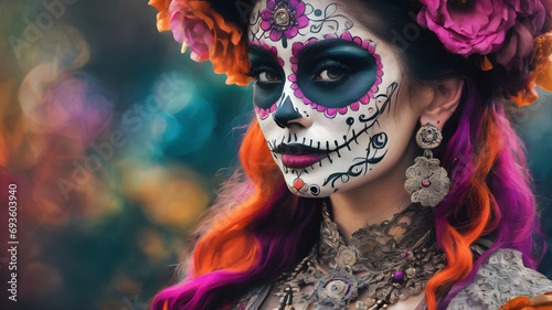 Day of the Dead Celebration: A woman Mexican Culture, Tradition, and the Spirit of Dia de los Muertos photo