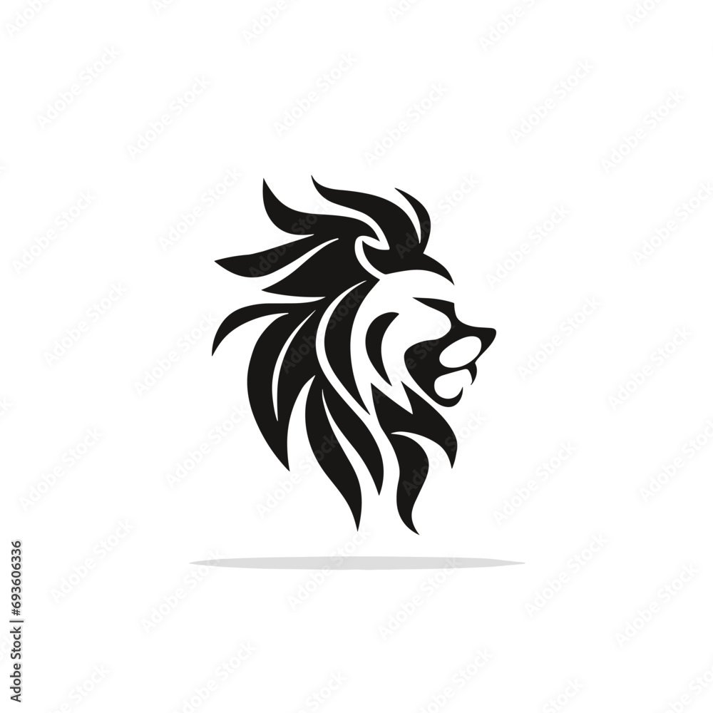 Fototapeta premium lion head silhouette, black and white logo, lion face logo, lion vector illustration, lion logo, animal logo, animal vector logo design 