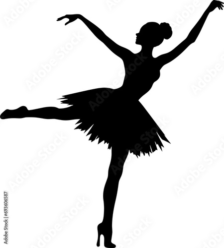 Dance girl silhouette isolated on white background. Vector illustration. Ballerina girl, ballerina isolated, ballerina vector, ballet dancer, princess, ballerina silhouette. AI generated illustration photo