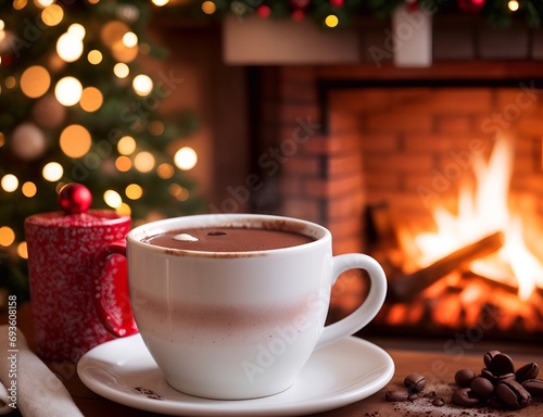 mug hot chocolate coffee. AI generated illustration