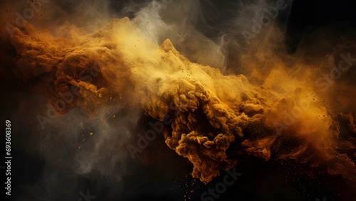 Gold abstract background. Gold dust with lots of particles flying apart. photo