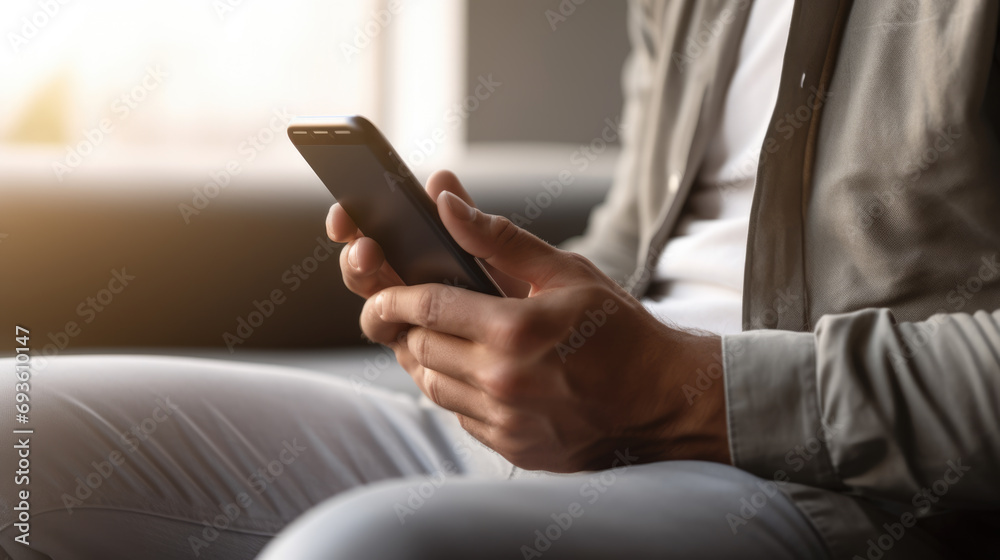 Close-up of a man holding a smartphone Close-up of a man holding a smartphone