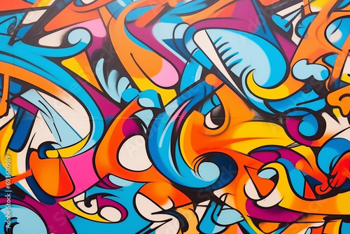 Abstract multicolored graffiti drawings. Generative AI © Nomad_Soul