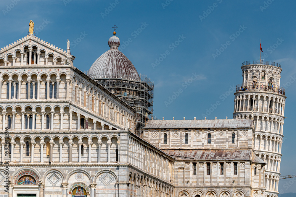The cathedral of Pisa and the leaning tower in the background