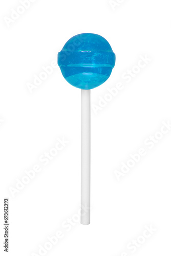 Blue light lollipop on a transparent background or PNG file. Clipping path. Candy sucker on stick.