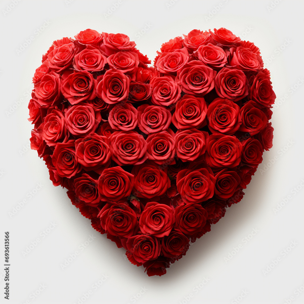 Heart made of red roses on white background.
Valentine's day card. Valentine's day. Love concept.
Heart made of red roses on white background.
Valentine's day card. Valentine's day. Love concept.