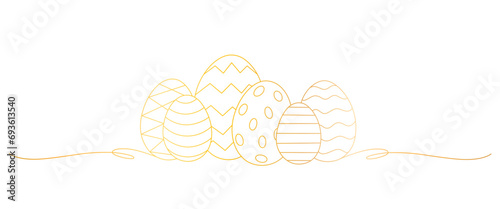 Easter eggs golden line art style. easter elements	