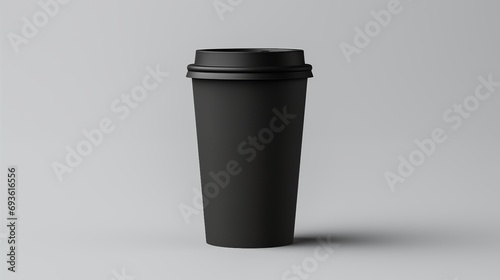 Blank black takeaway kraft coffee cup on white background