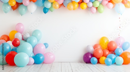 A lively and vibrant balloon celebration mockup, featuring an assortment of balloons in various colors, creating a festive and joyful scene.