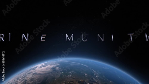 Marine munitions 3D title animation on the planet Earth background photo
