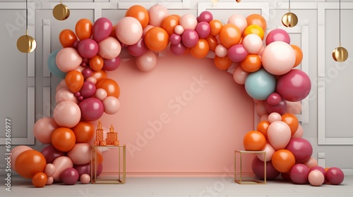 A lively balloon celebration mockup, featuring an artistic arrangement of colorful balloons that creates a visually striking and festive composition.