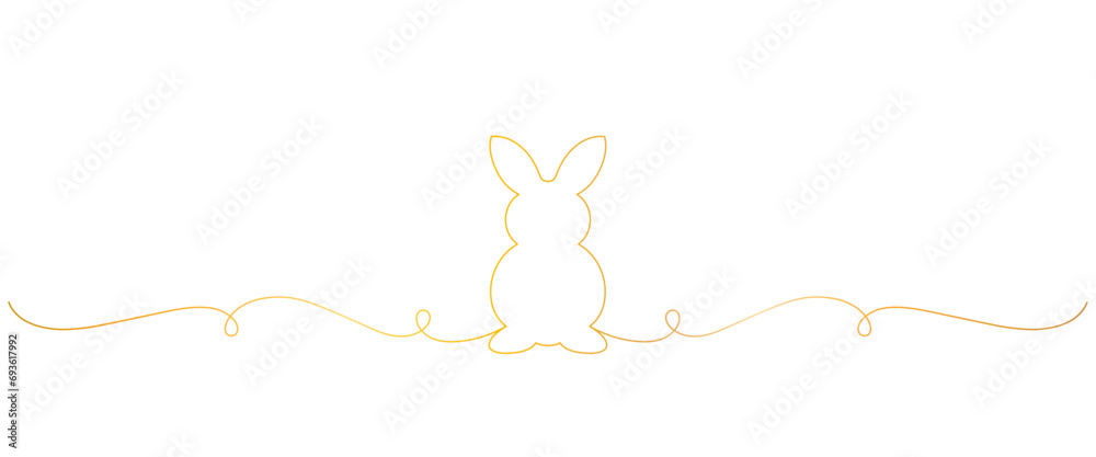 rabbit silhouette line art style. easter elements