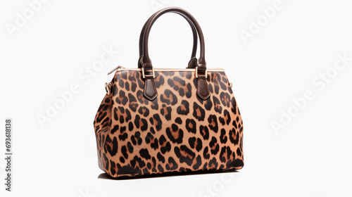 Stylish women's leopard print bag on a light background