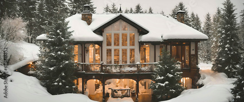 Luxury House in Aspen Colorado. Visualized from a real photo. photo