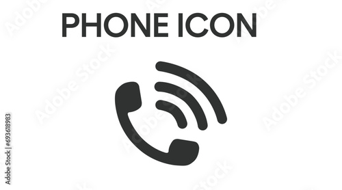 Phone black and white icon. Vector isolated black and white simple illustration of a telephone.