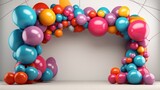 A dynamic and vibrant balloon celebration mockup, featuring an artistic arrangement of colorful balloons that creates a visually striking and joyful composition.