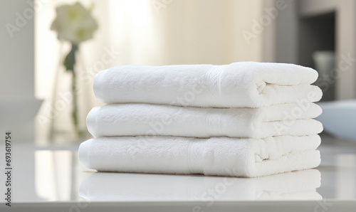 plain white fluffy spa towels neatly folded