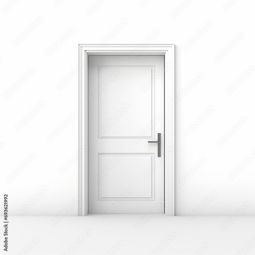black interior open door and frame on white bakground black interior open door and frame on white bakground