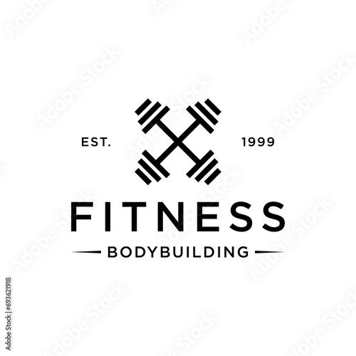 Retro vintage gym sport bodybuilding template Logo design.Logo for business , fitness , label ,badge and gym center.
