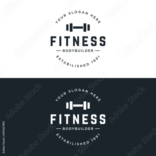 Retro vintage gym sport bodybuilding template Logo design.Logo for business , fitness , label ,badge and gym center.