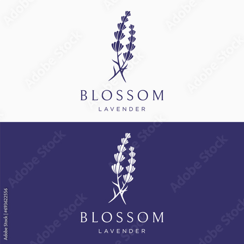 Blooming lavender organic flower logo template design. Logo for cosmetics, beauty, botany, perfume and decoration. photo