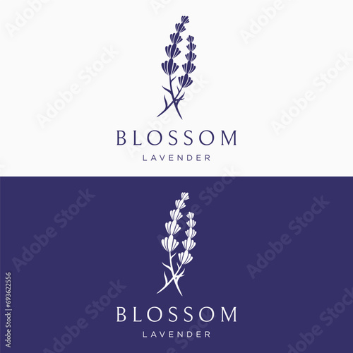 Blooming lavender organic flower logo template design. Logo for cosmetics, beauty, botany, perfume and decoration.