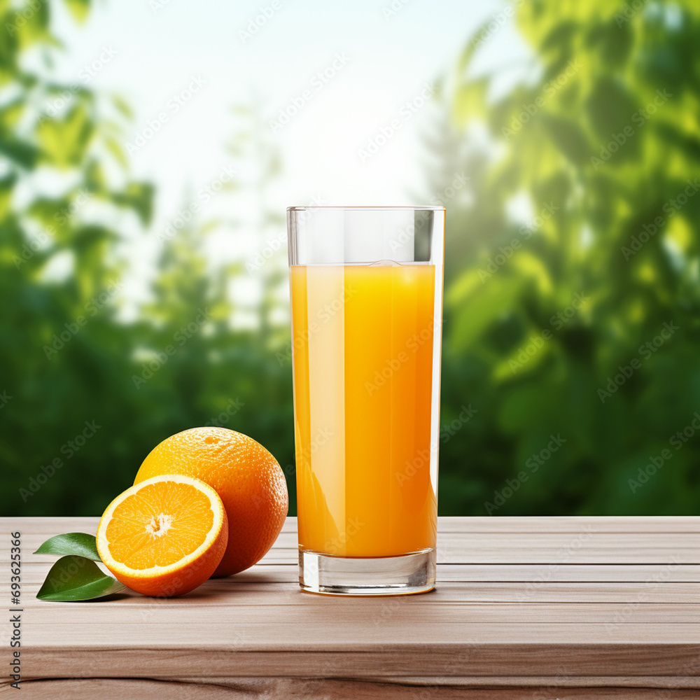Orange juice drink on wood table photo with transparent background Orange juice drink on wood table photo with transparent background