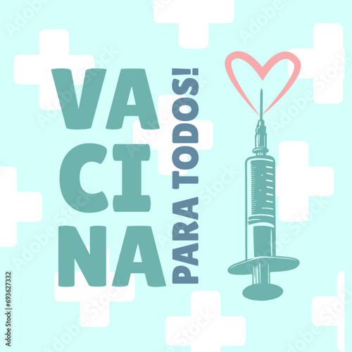 Banner campanha de vacinação. Importância imunização. Brasil, Português. Prevenção, seringa, vacinação vacinacao, gripe, virus