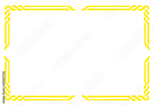 Yellow border frame deco vector art simple line corner calligraphy