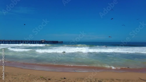 Valiyathura sea bridge, Kerala coastline, Arabian sea, Thiruvananthapuram 
