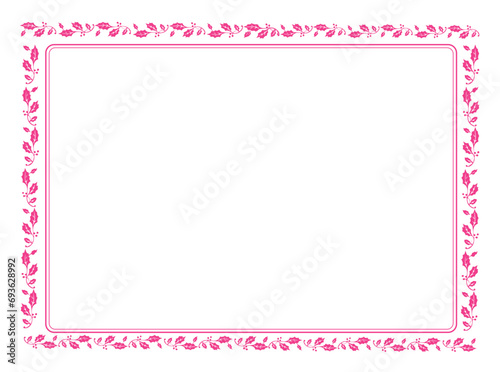 Floral frame on white background with space for your text, border frame label simple line corner design art decor, frame with leaves, Elegant frame element for design 