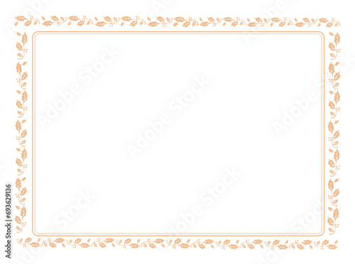 Floral frame on white background with space for your text, border frame label simple line corner design art decor, frame with leaves, Elegant frame element for design 