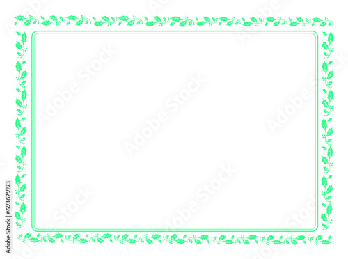 Floral frame on white background with space for your text, border frame label simple line corner design art decor, frame with leaves, Elegant frame element for design 