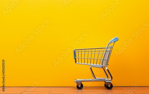 Trolley Cart Yellow Background Wall
