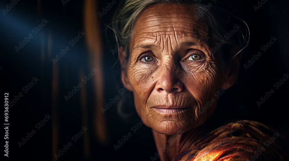 A peaceful, clean and bright photograph of A woman's face radiating wisdom. Cinematic color tones A peaceful, clean and bright photograph of A woman's face radiating wisdom. Cinematic color tones