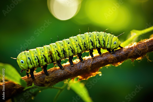 caterpillar on a leaf. Generative Ai © Shades3d