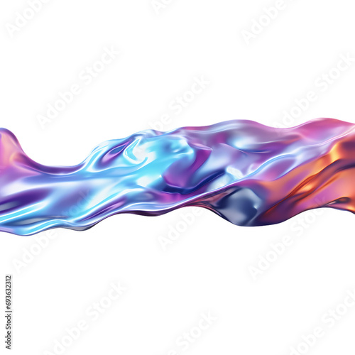Abstract iridescent oil slick border isolated on transparent background
