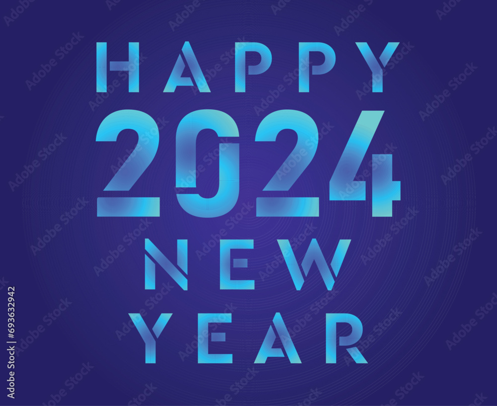 Happy New Year 2024 Abstract Cyan Graphic Design Vector Logo Symbol Illustration With Blue Background Happy New Year 2024 Abstract Cyan Graphic Design Vector Logo Symbol Illustration With Blue Background