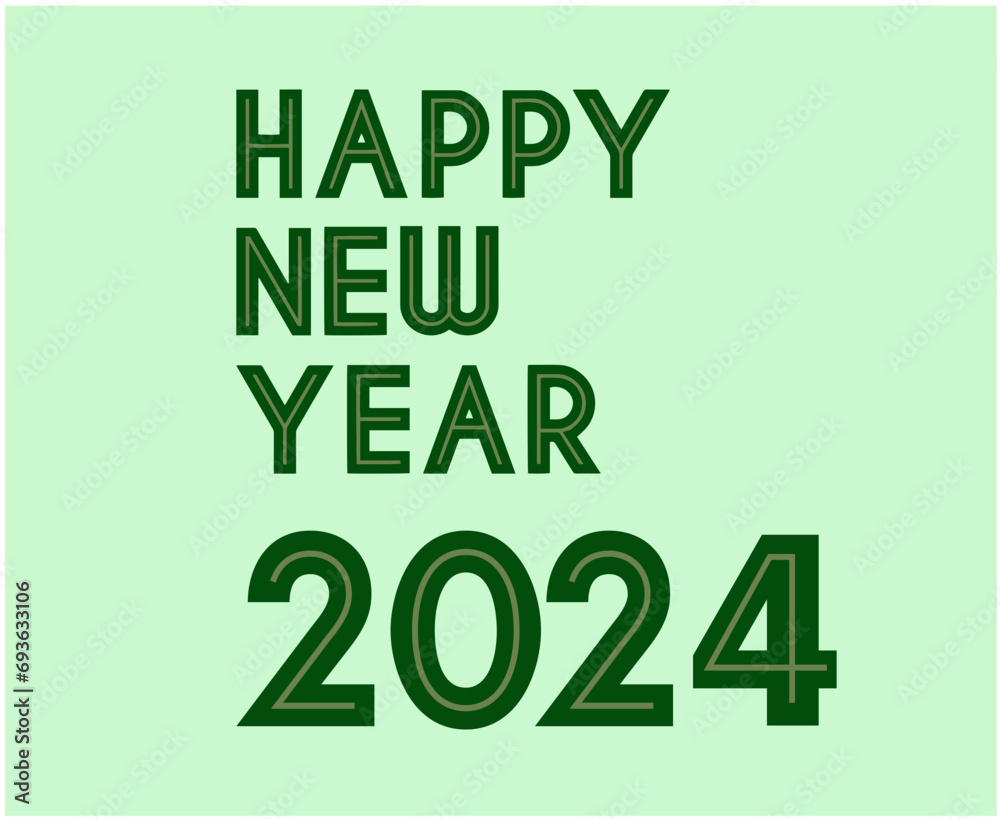 Happy New Year 2024 Abstract Green Graphic Design Vector Logo Symbol Illustration