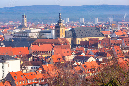 Aerial view of Old town of Bamberg, Bavaria, Upper Franconia, Germany