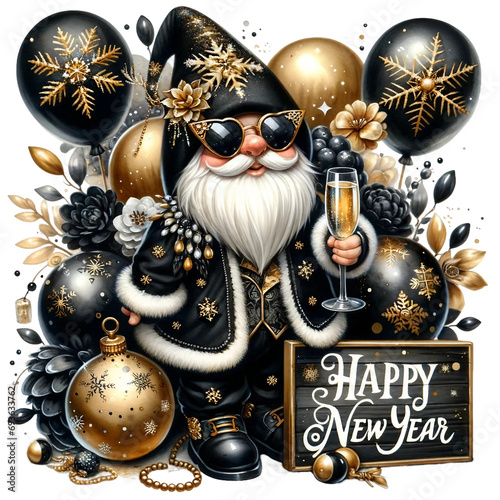 merry christmas poster design with gnomes, christmass characters for decoration of xmas holidays, new year banner, calendar cover, greeting card