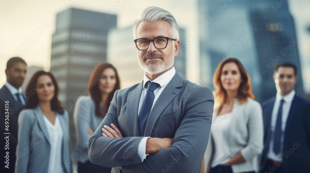 Leader of company , successful man portrait of a smiling business team Leader of company , successful man portrait of a smiling business team