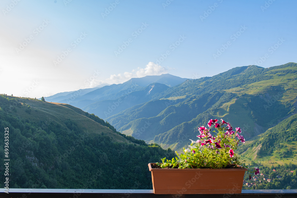 Mountainscape Serenity: Green Peaks and Azure Skies Mountainscape Serenity: Green Peaks and Azure Skies